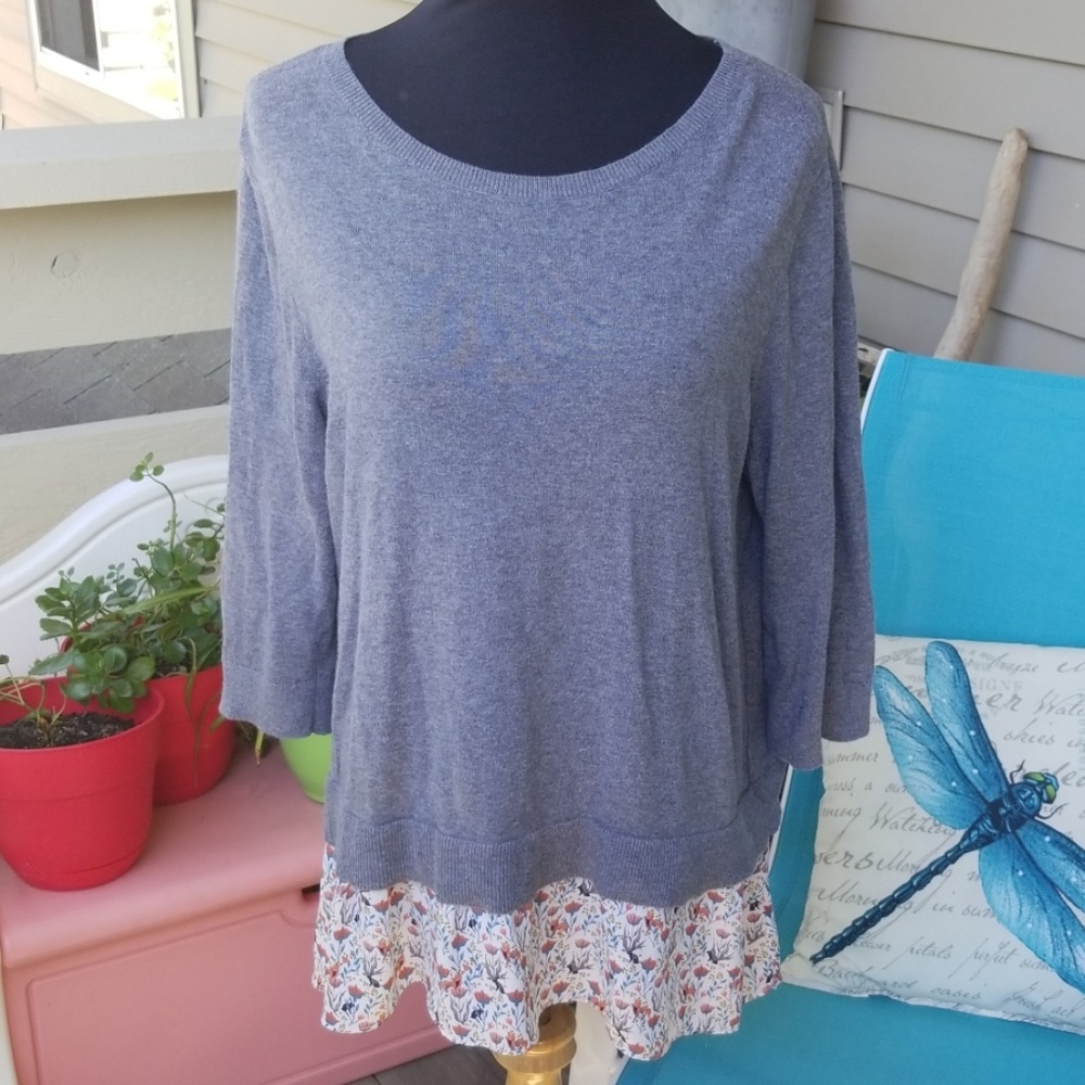 Loft XL Split Back Mixed Media Light Sweater